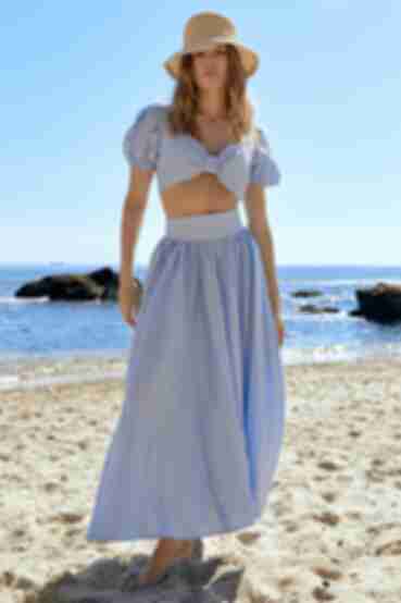Blue eco-linen skirt