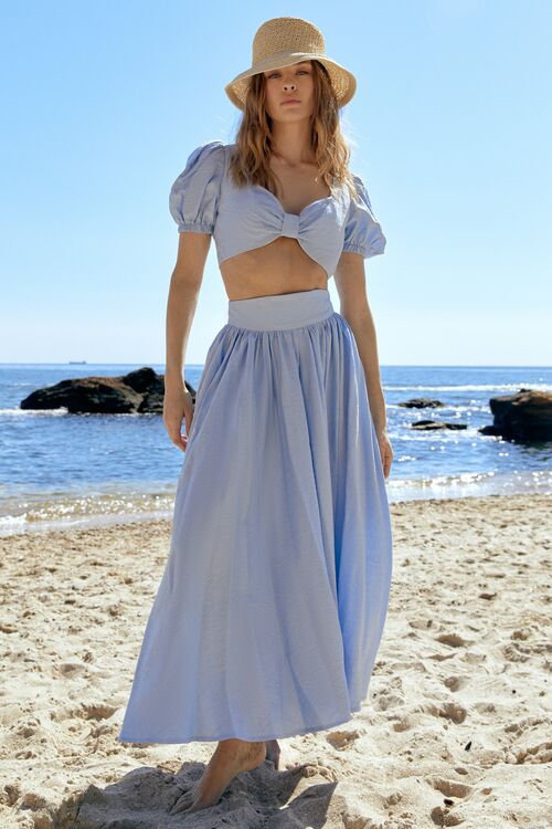 Linen skirt blue best sale