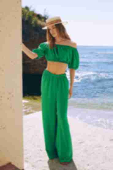 Suit top and pants viscose harvester green