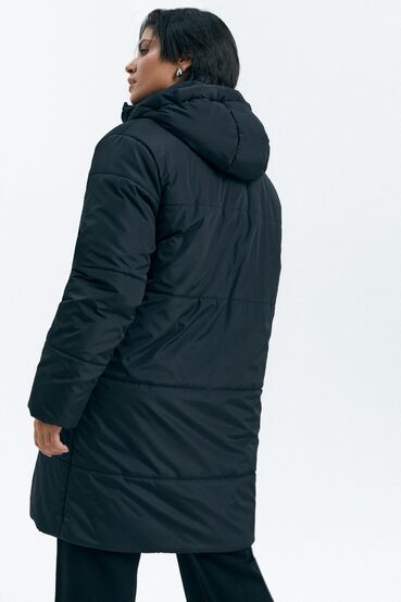 Jacket with hood midi raincoat fabric black #2