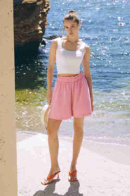 Pink viscose shorts