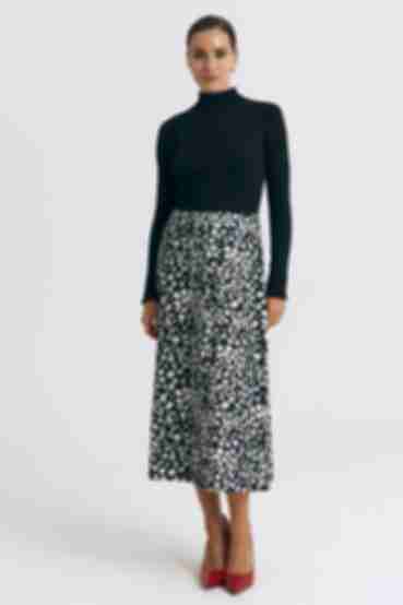 Skirt demi trapeze coft white spots on black