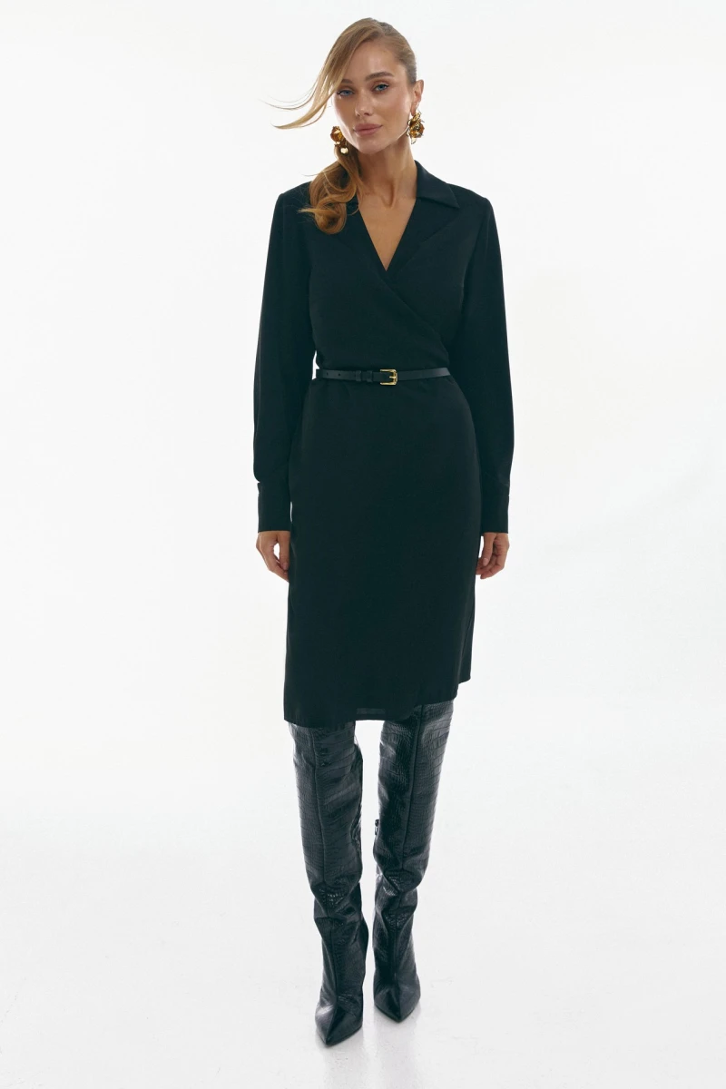 Demi dress with a hem suit fabric polyviscose black #2