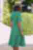 Платье с юбкой трапеция миди софт мелкоцвет на зеленом