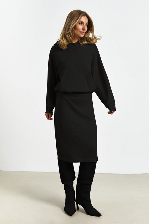 Dress - hoodie demi angora black plus size