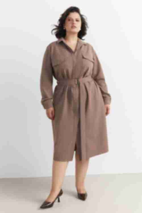 Demi dress beige suit fabric plus size