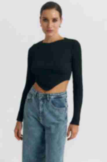 Long sleeve knitted cropped black