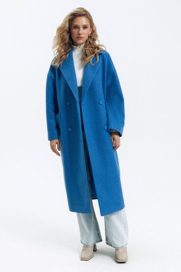 Oversized coat fabric blue #2