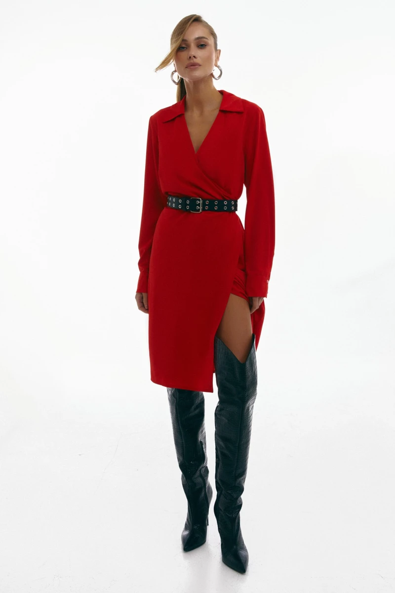 Demi dress on the back of a suit fabric polyviscose red