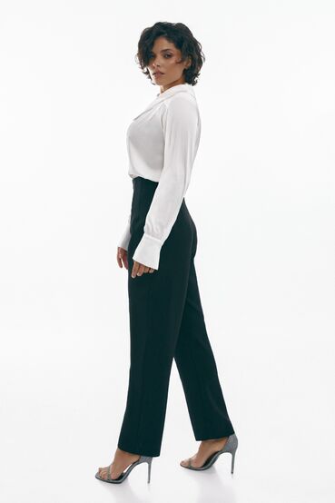 High-waisted trousers in black suit fabric #2