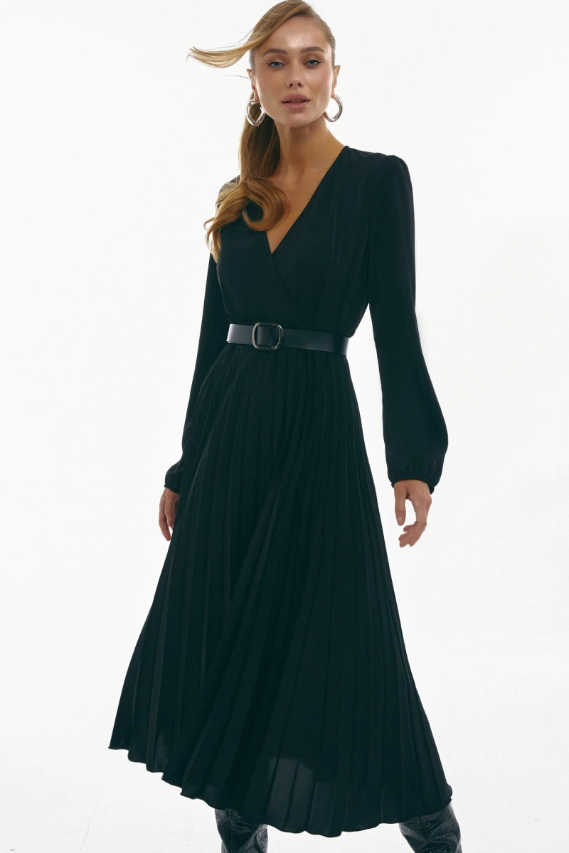 Black demi dress with pleated skirt