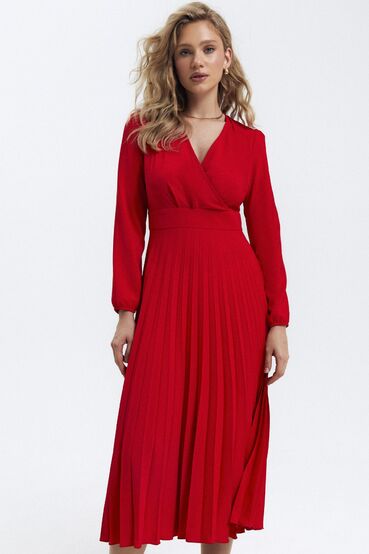 Demi dress with pleated skirt red #2