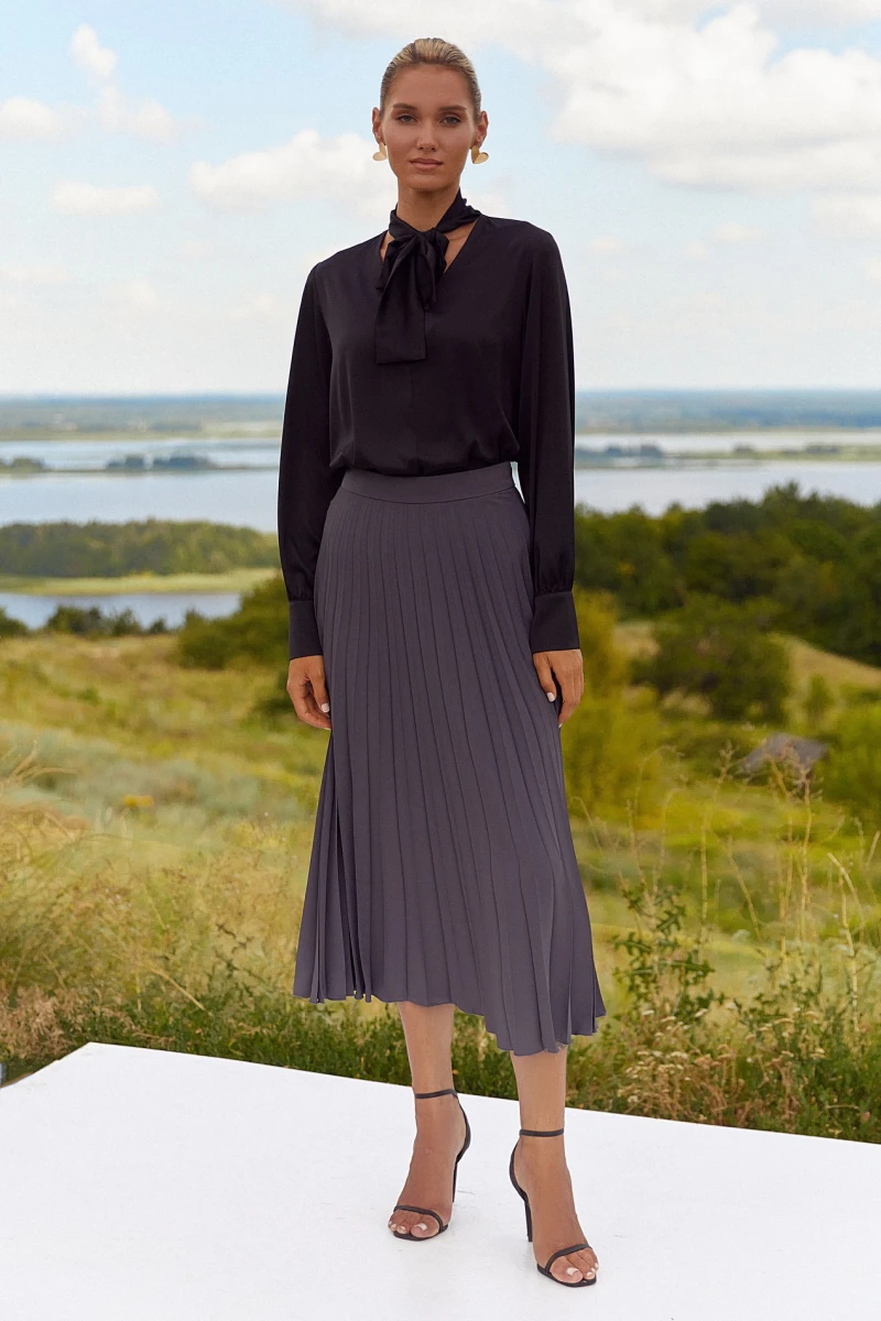 Skirt midi costume fabric polyviscose graphite