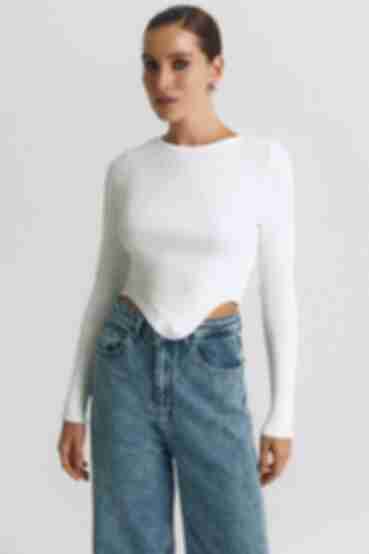 Long sleeve knitted cropped white