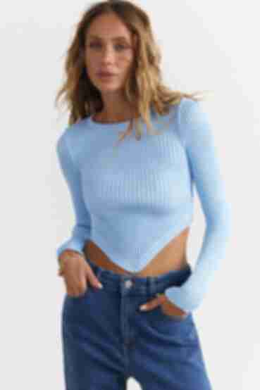 Long sleeve knitted cropped blue