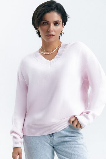 V-neck knit sweater pink