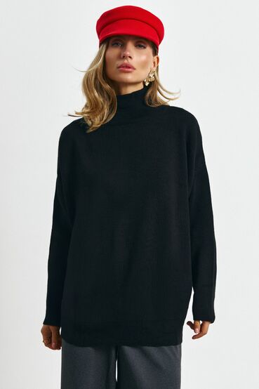 Knitted sweater with oversized neck black #2