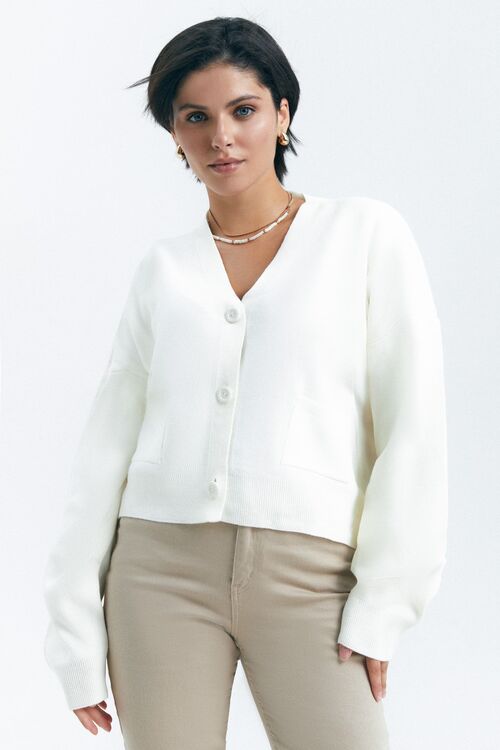 Milky knitted cropped cardigan