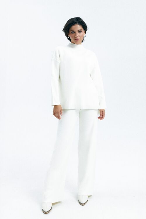 Suit sweater with trousers knitted white