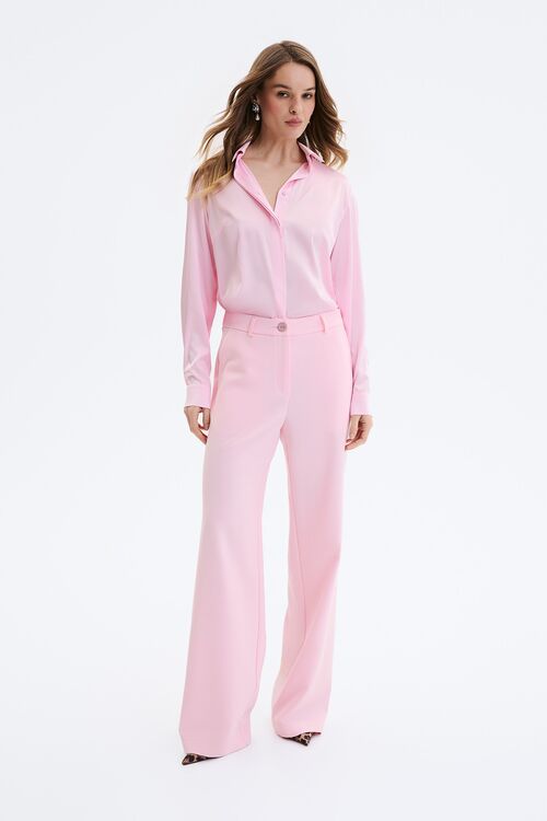 Flared trousers suit fabric pink