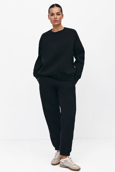 Suit oversized sweatshirt with a zipper and trousers knitted with a pile of black #2