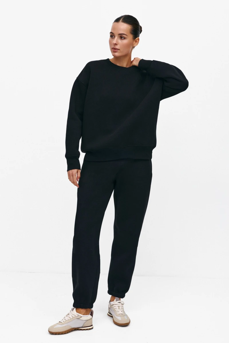 Fleece knit sweatshirt black #2