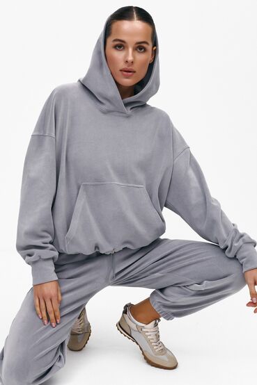 Hoodie suit and trousers knitted gray