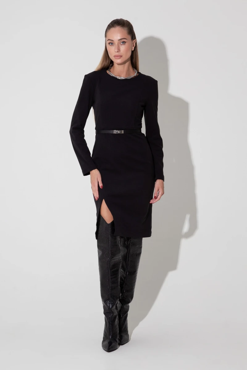 Black demi knitted sheath dress