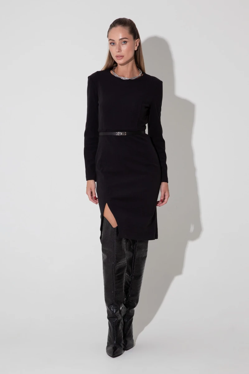 Black demi knitted sheath dress