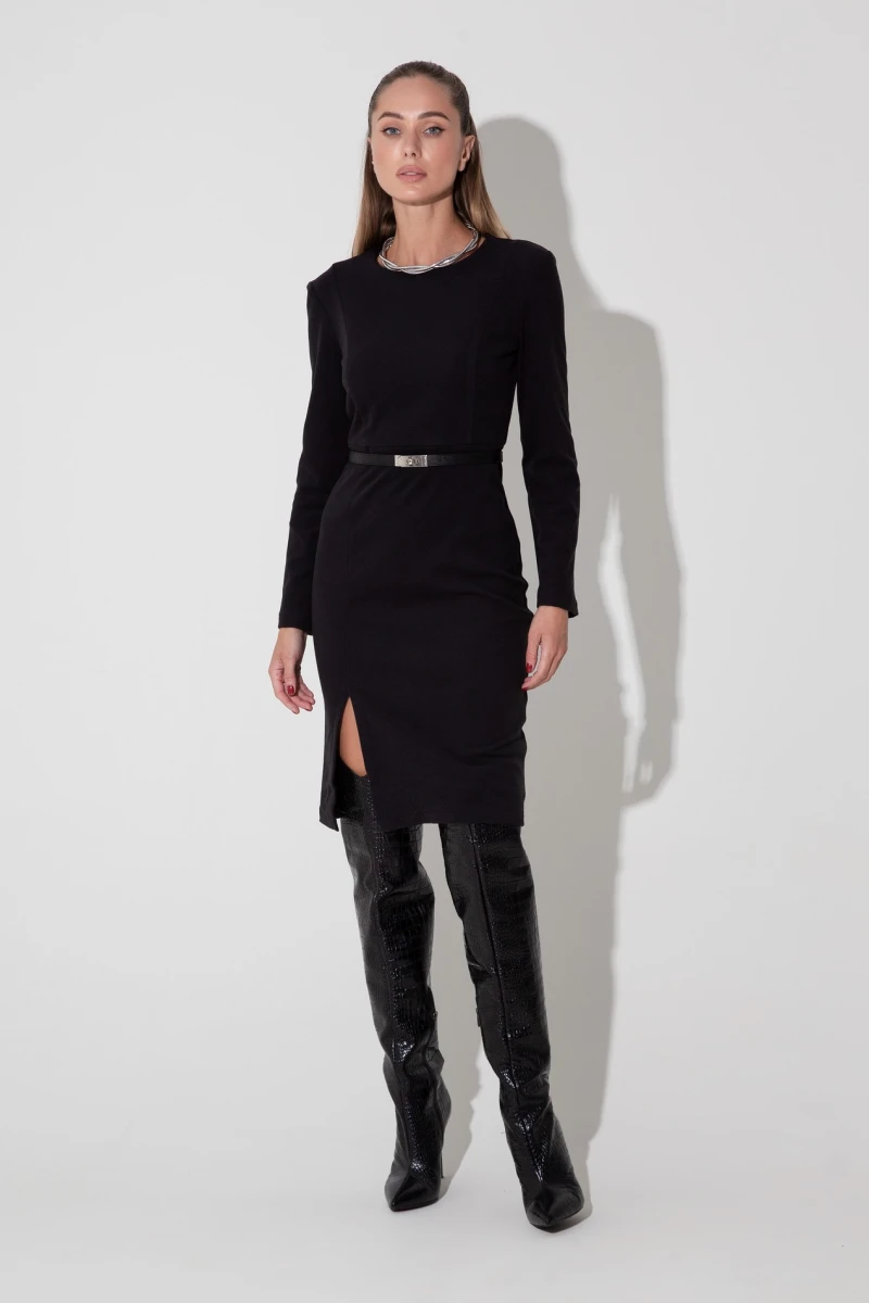 Black demi knitted sheath dress