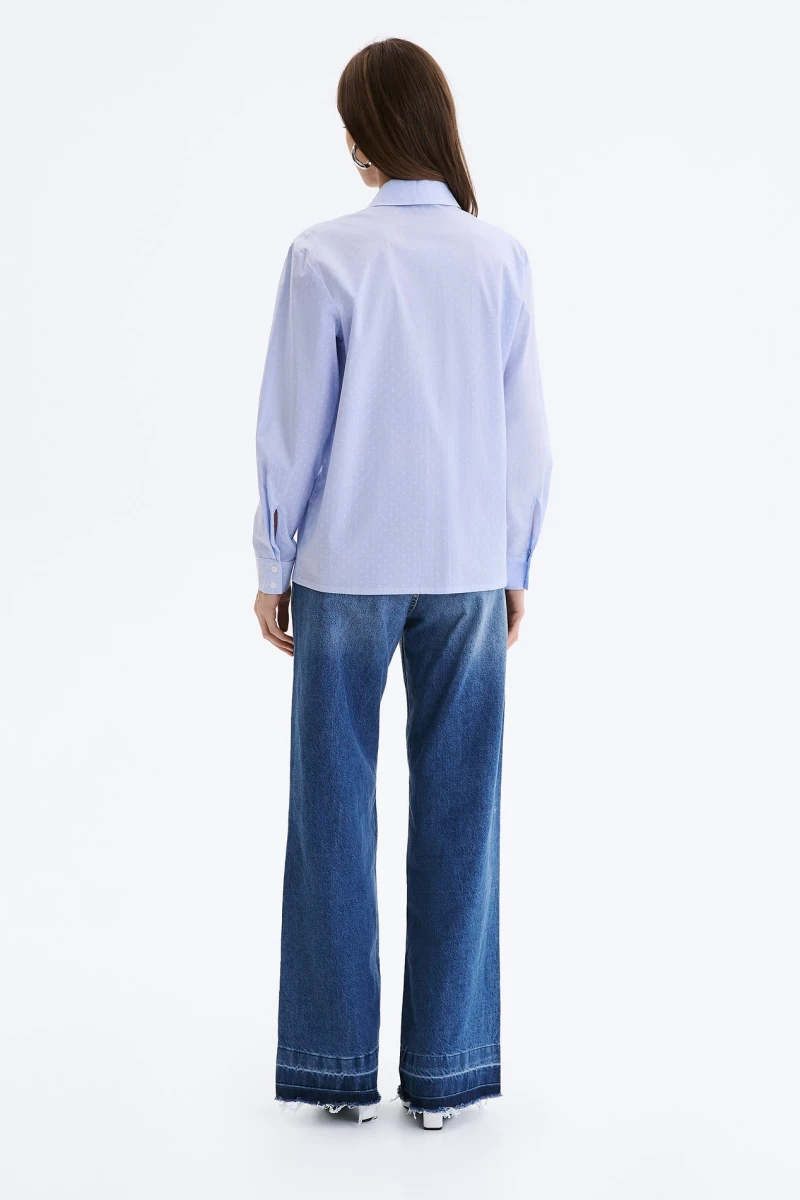 Sky check cotton shirt