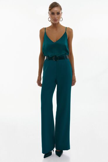 Flared trousers suit fabric emerald