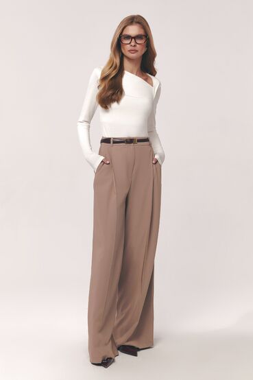 Straight suit pants cappuccino fabric