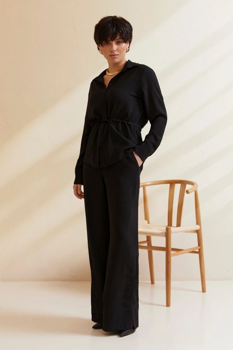 Suit shirt with drawstring and trousers viscose reaper black #2