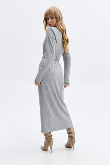 Dress with a belt midi angora gray #2