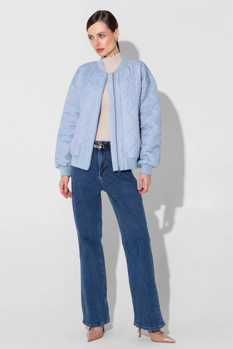 Light blue quilted bomber jacket