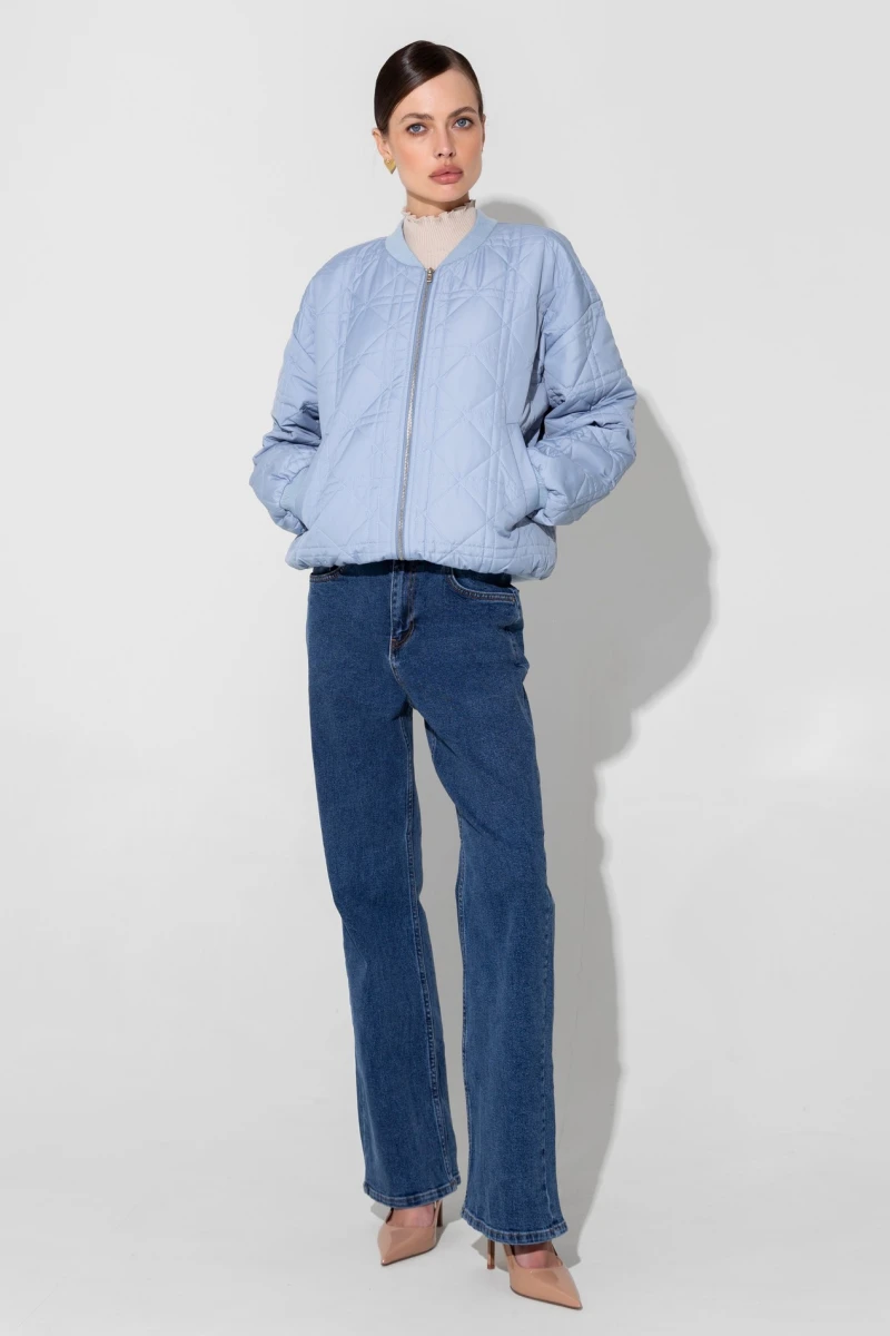Light blue quilted bomber jacket
