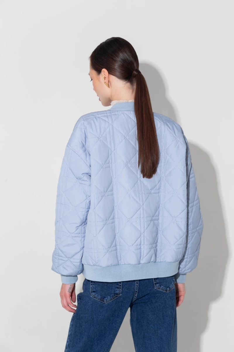 Light blue quilted bomber jacket