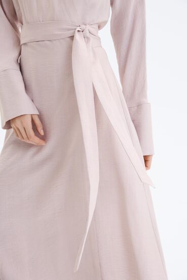 Creamy midi silk linen wrap dress #2