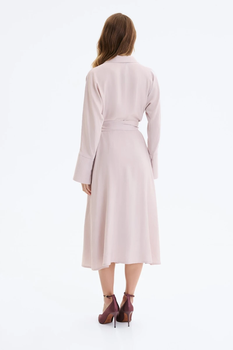 Creamy midi silk linen wrap dress