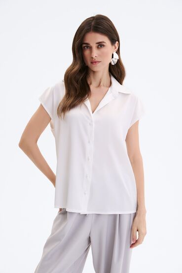 Blouse with short sleeves artificial silk milk #2