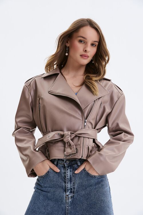 Cacao eco-leather jacket