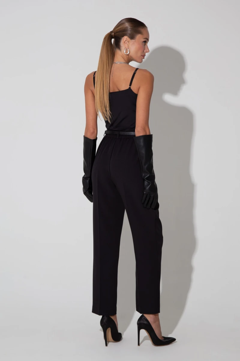 Top with thin straps black knitwear 