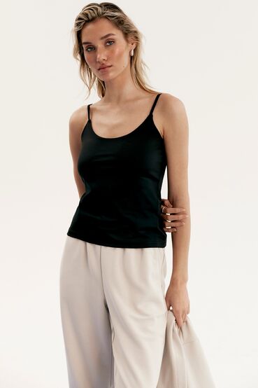 Top with thin straps black knitwear 