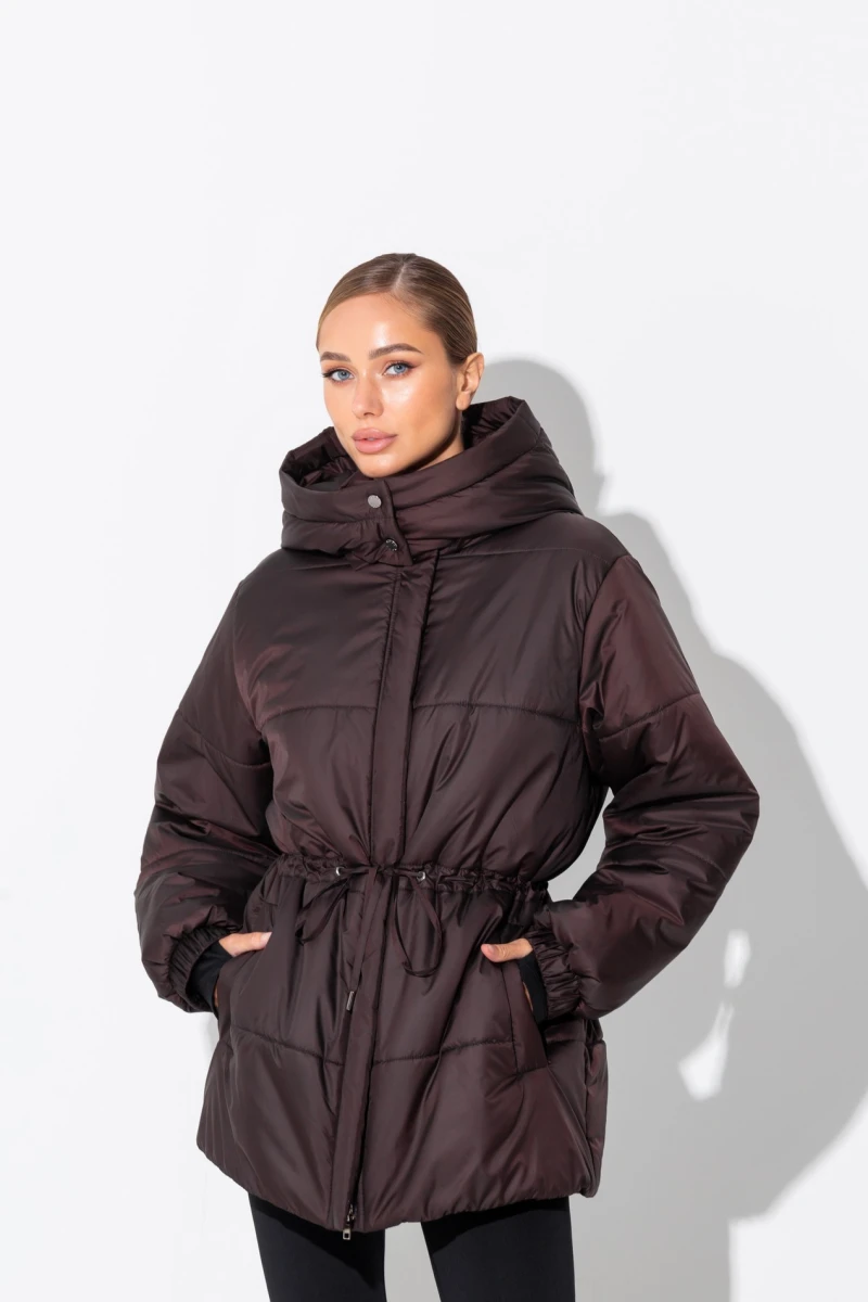 Chocolate quilted jacket with hood