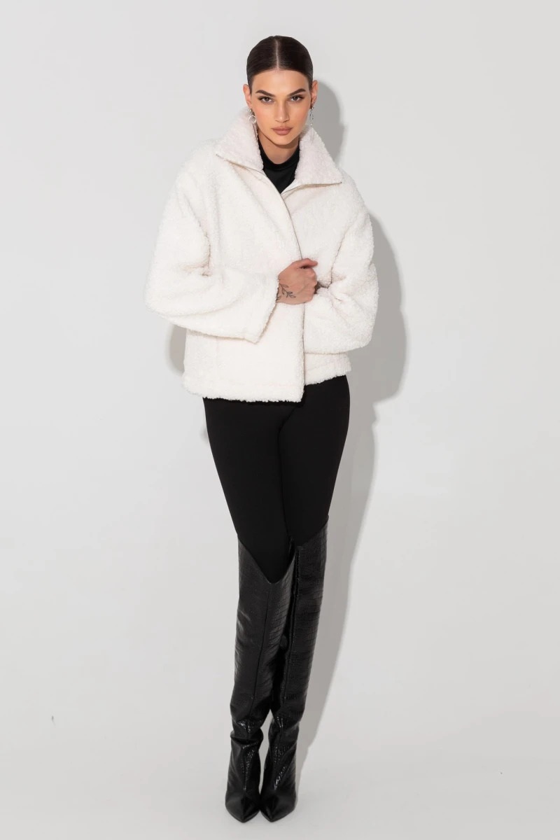 Milky faux fur jacket