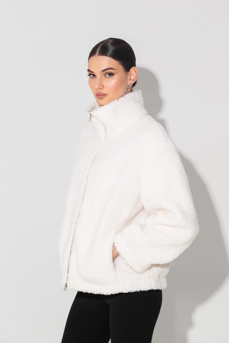 Milky faux fur jacket