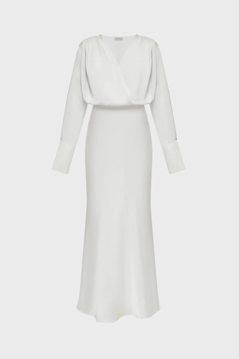 Midaxi dress on satin white