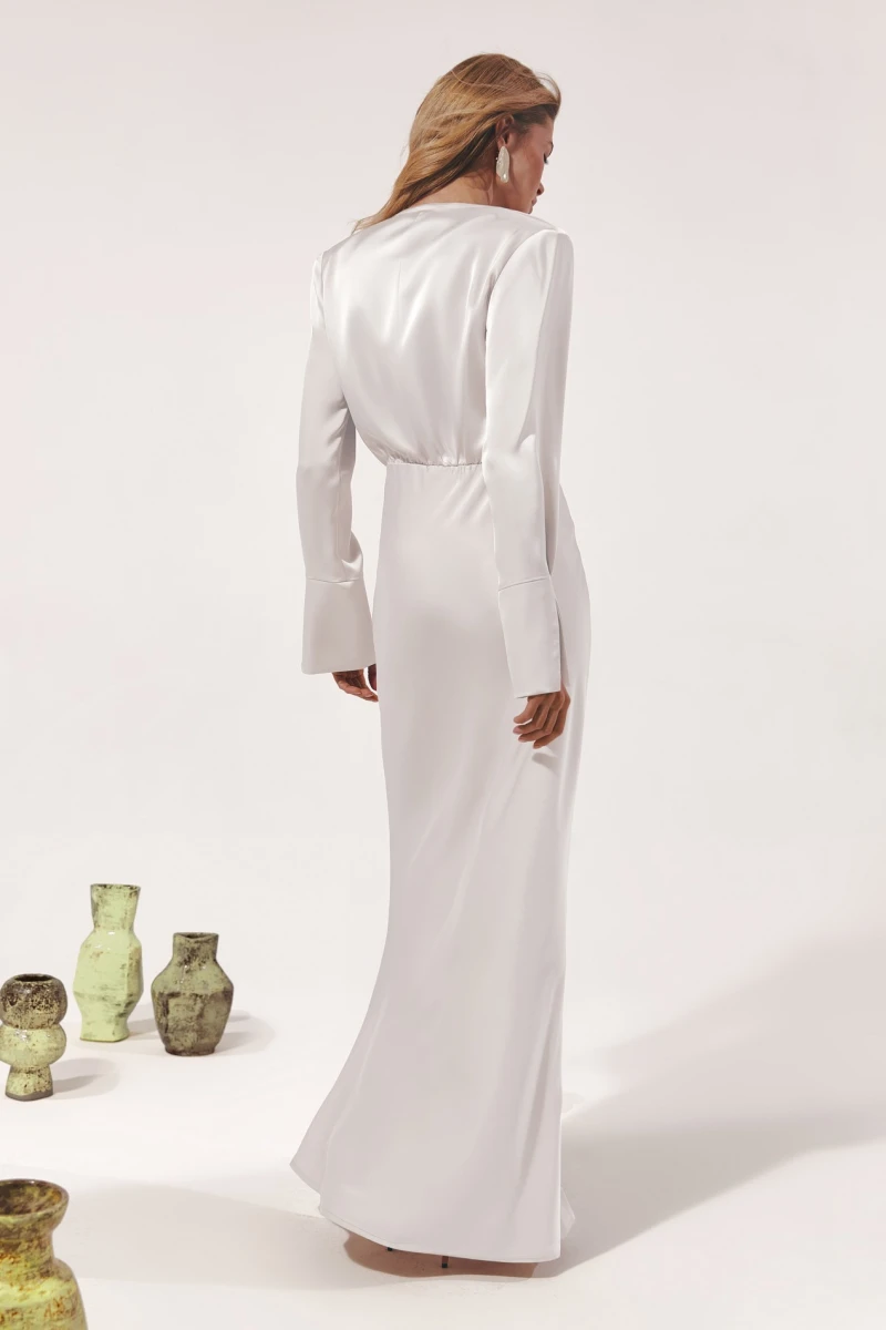 Midaxi dress on satin white