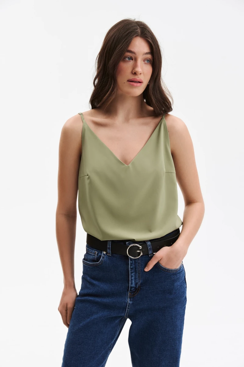 Soft olive halter top #2